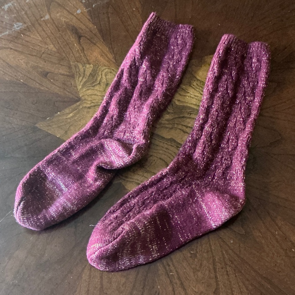 Cozy Purple & Gold Glittery - Knit Socks